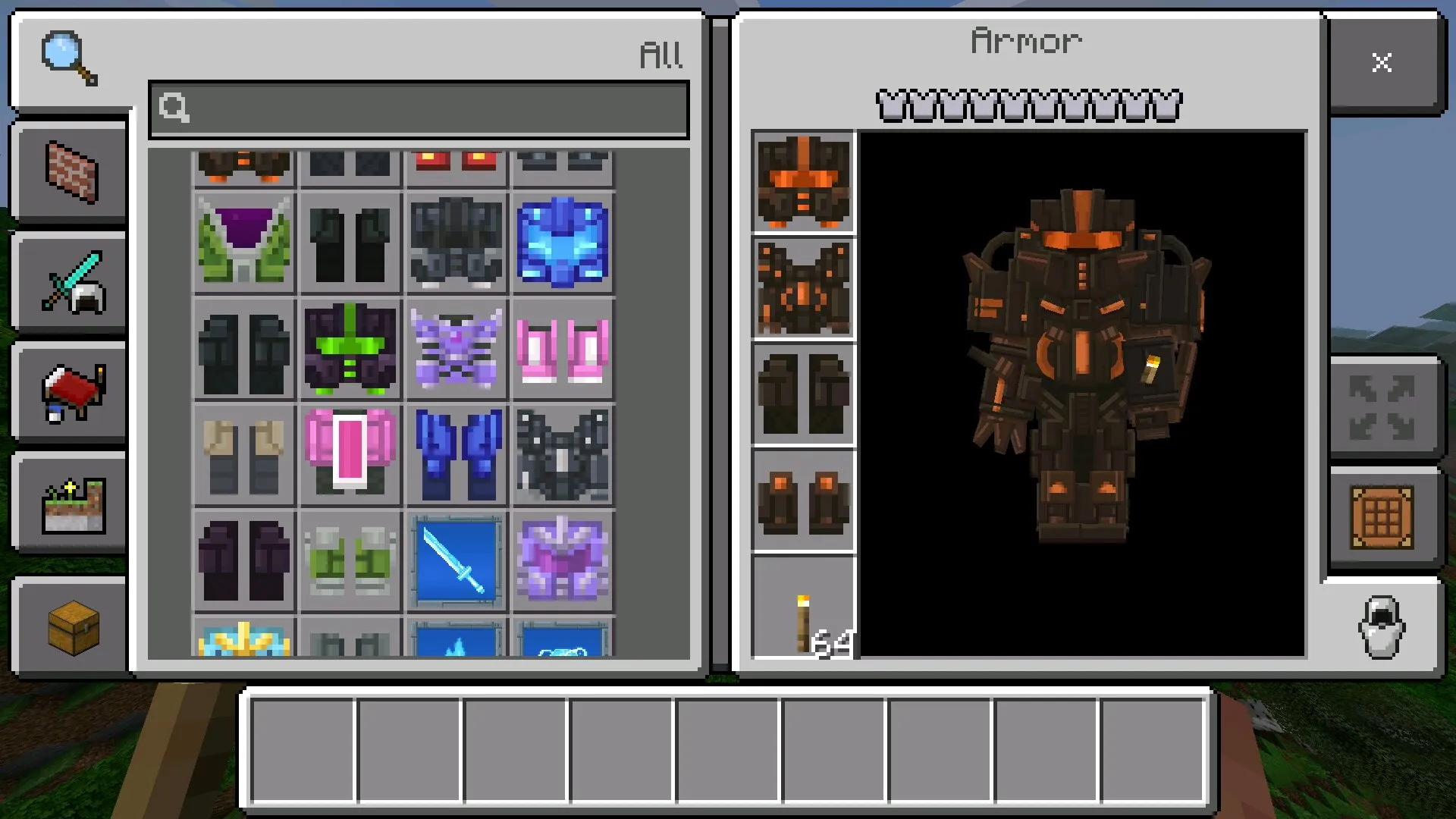 Инвентарь из мода на костюм робота в Майнкрафт ПЕ
