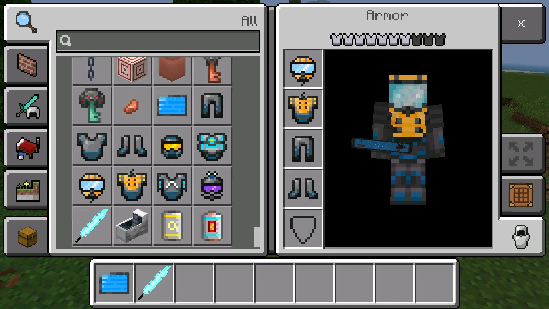 Инвентарь из мода на инопланетян в Майнкрафт ПЕ