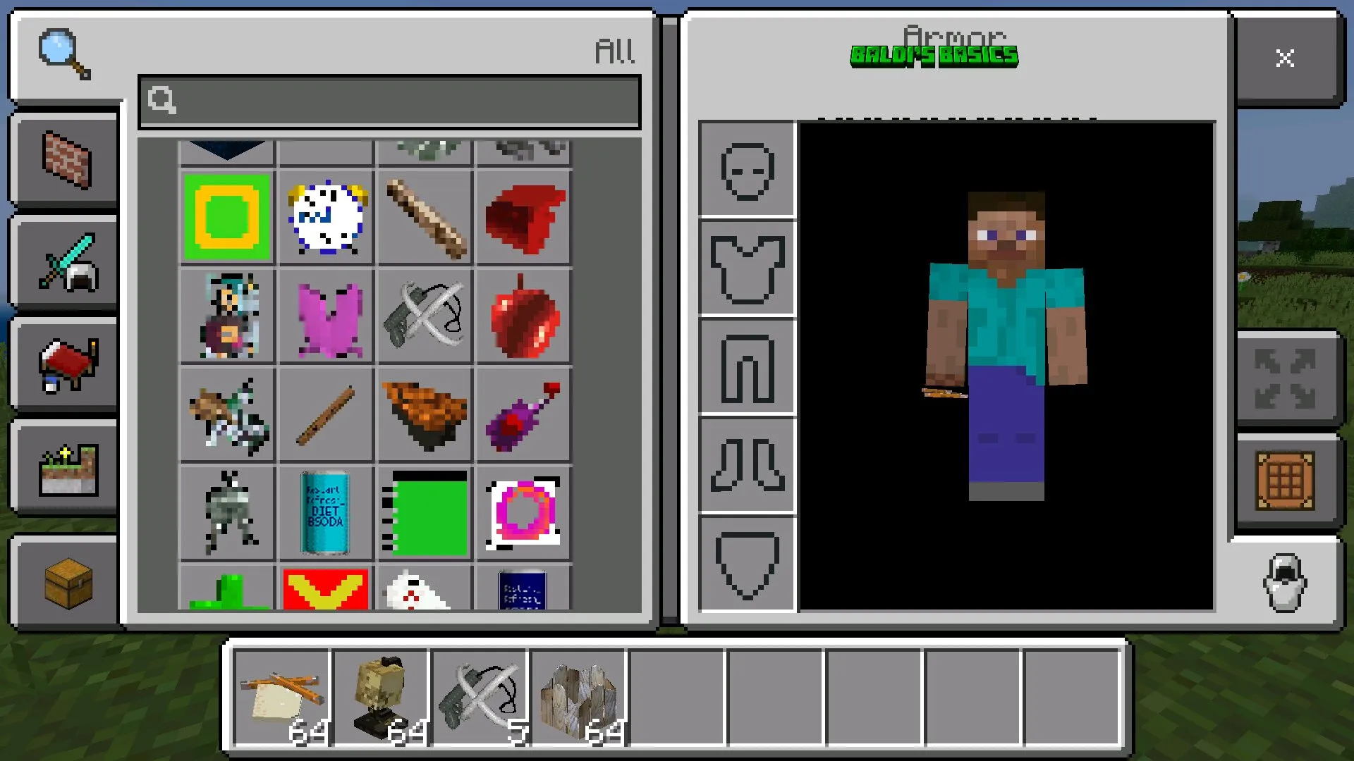 Интерфейс из мода на Балди в Майнкрафт ПЕ