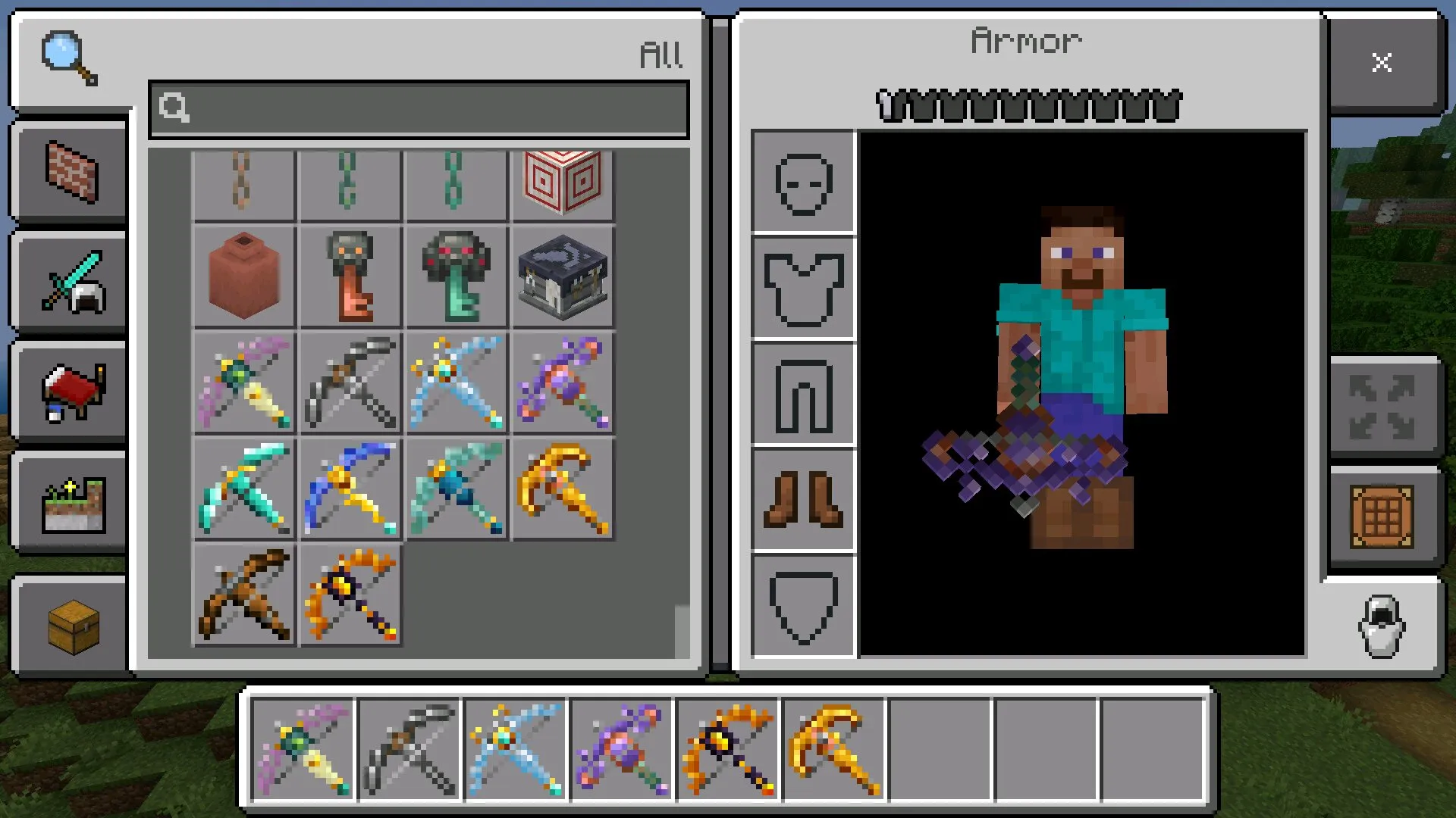 Инвентарь из мода на арбалеты в Майнкрафт ПЕ