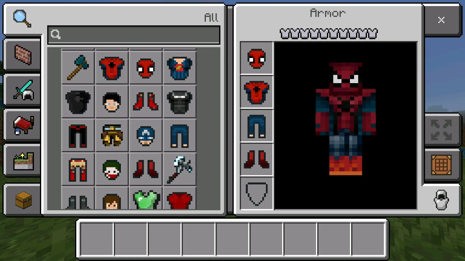 Инвентарь из мода на Марвел в Майнкрафт ПЕ