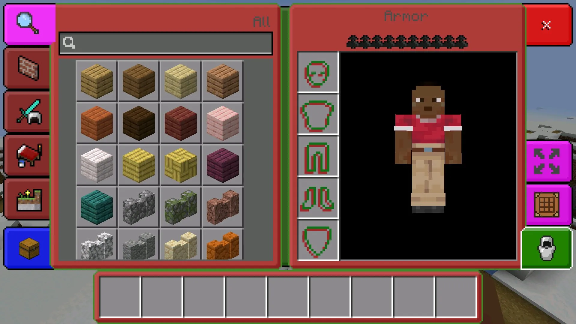 Инвентарь из зимних текстур в Майнкрафт ПЕ