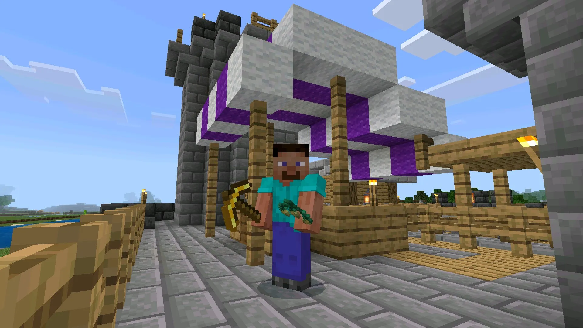 Кирка из мода на предметы в левой руке в Майнкрафт ПЕ