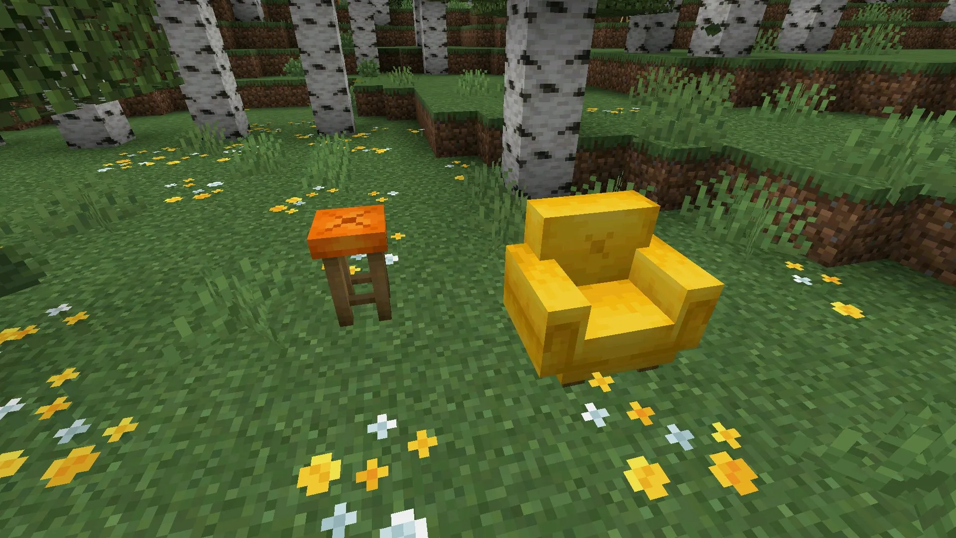 Кресло и табурет из мода на фурнитуру в Майнкрафт ПЕ