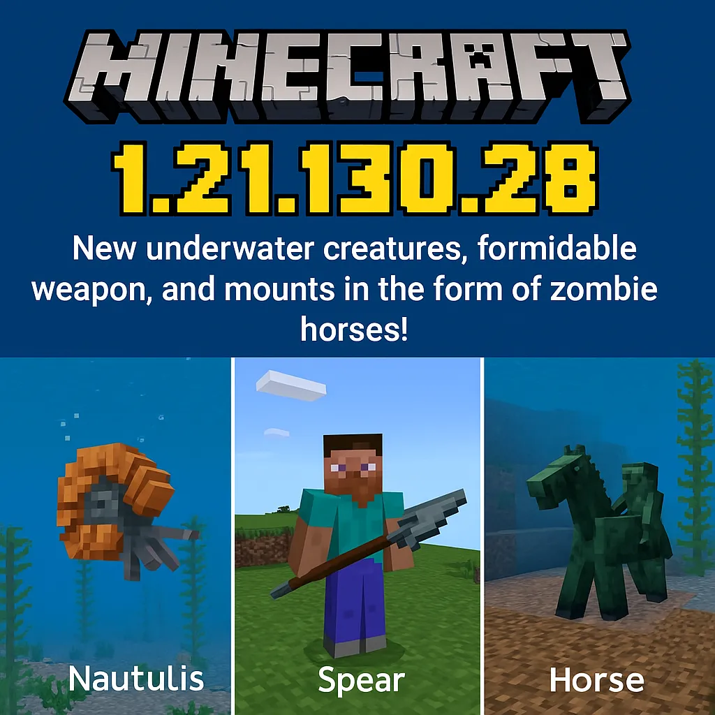 НОВОЕ обновление Minecraft Bedrock 1.21.130.28 — Дыхание Наутилуса!