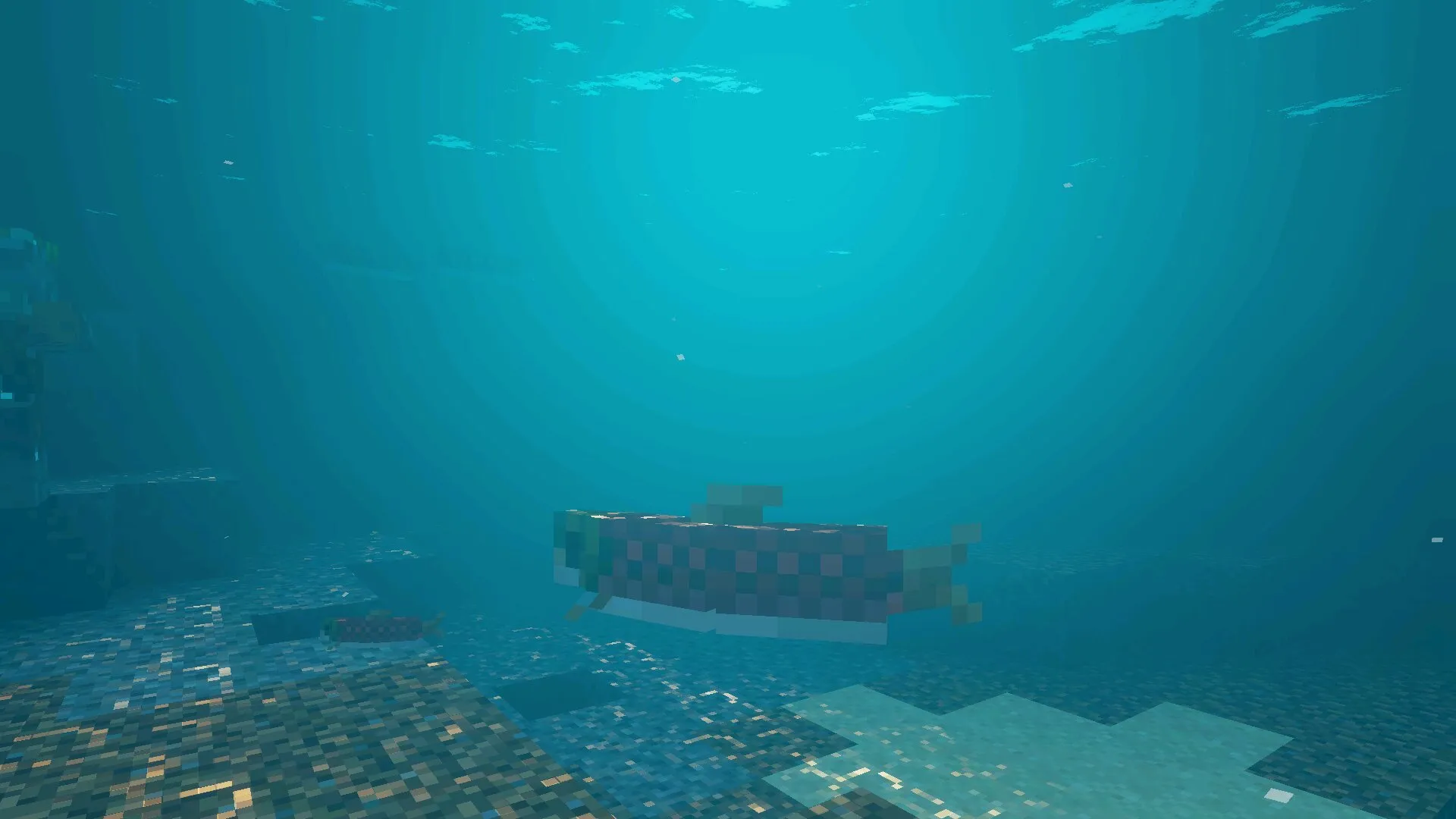 На глубине из мода на реалистичную воду в Майнкрафт ПЕ