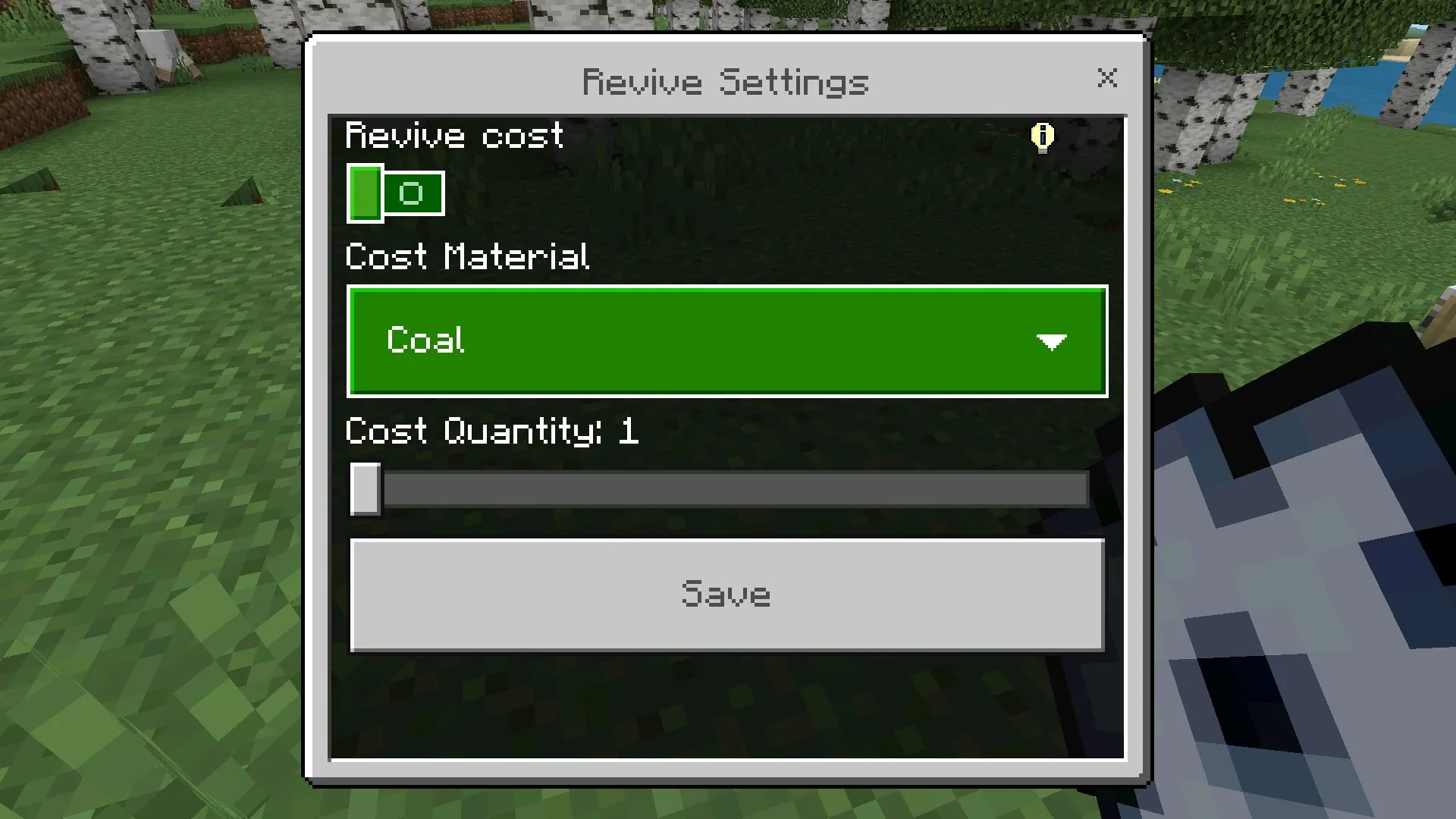 Настройка из мода на воскрешение в Майнкрафт ПЕ