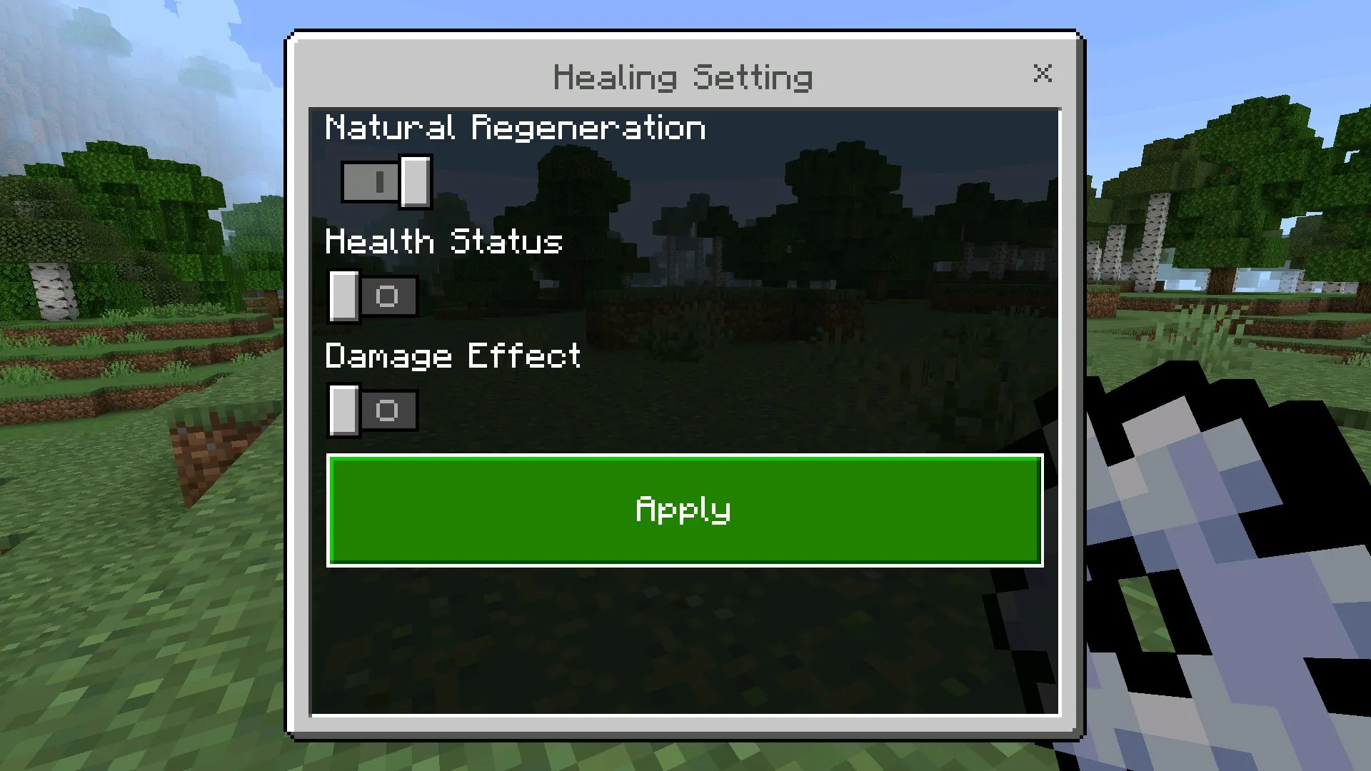 Настройки из мода на аптечку в Майнкрафт ПЕ