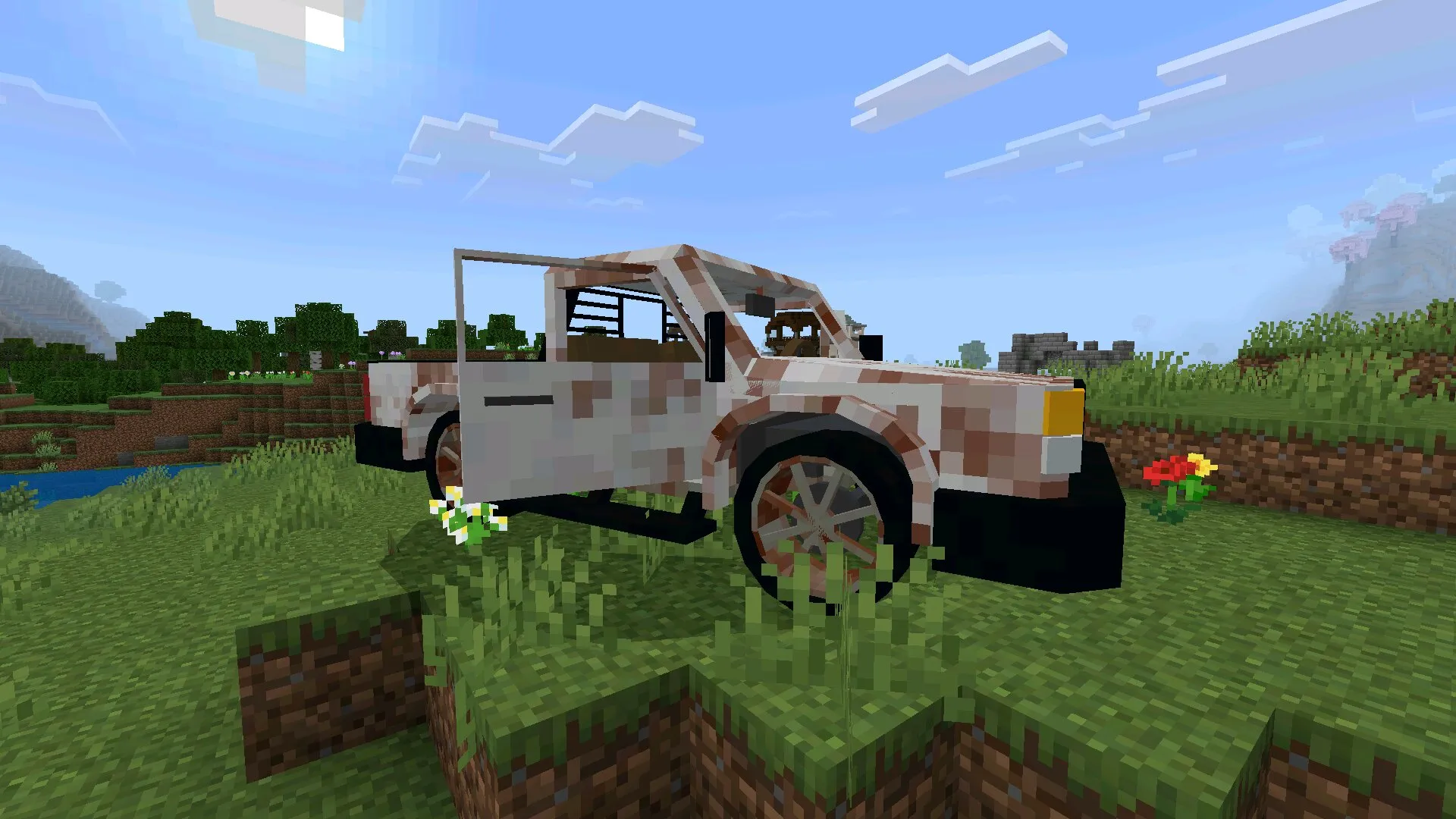 Вид сбоку из мода на заброшенные машины в Майнкрафт ПЕ