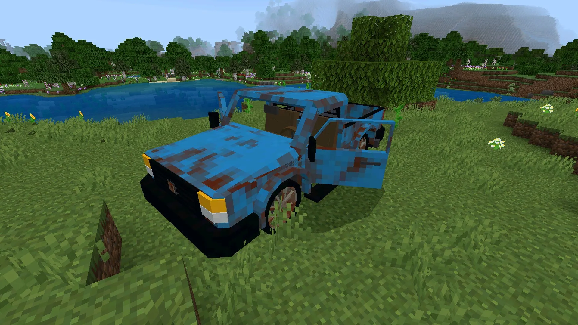 Вид спереди из мода на заброшенные машины в Майнкрафт ПЕ