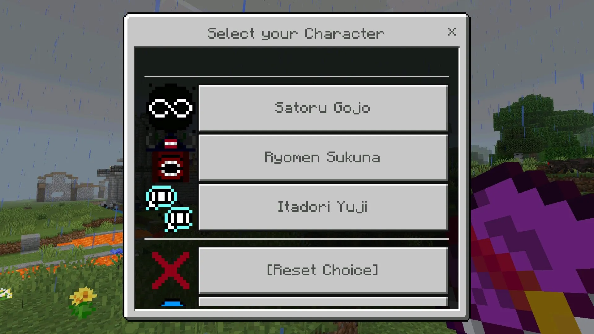 Выбор из мода Jujutsu Craft в Майнкрафт ПЕ