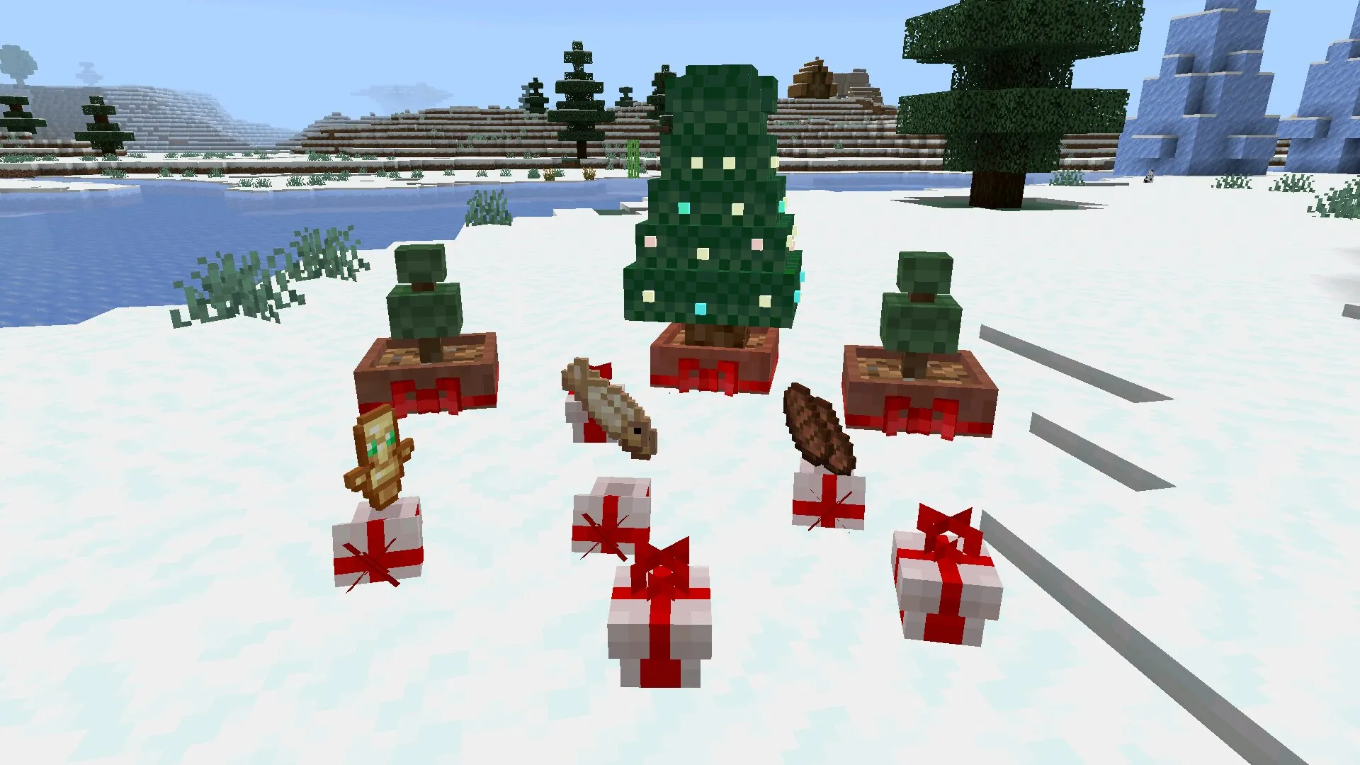 Блоки из новогодних модов в Майнкрафт ПЕ