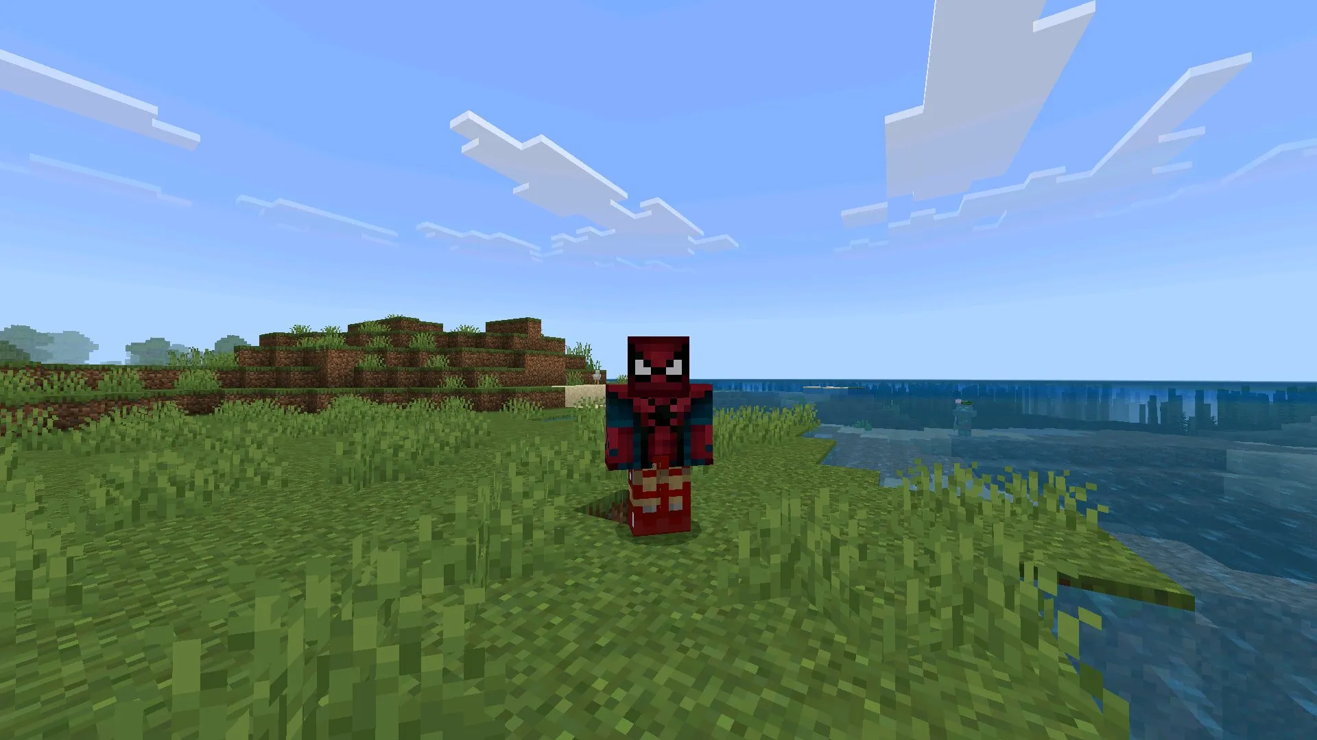 Человек Паук из мода на костюмы супергероев в Майнкрафт ПЕ