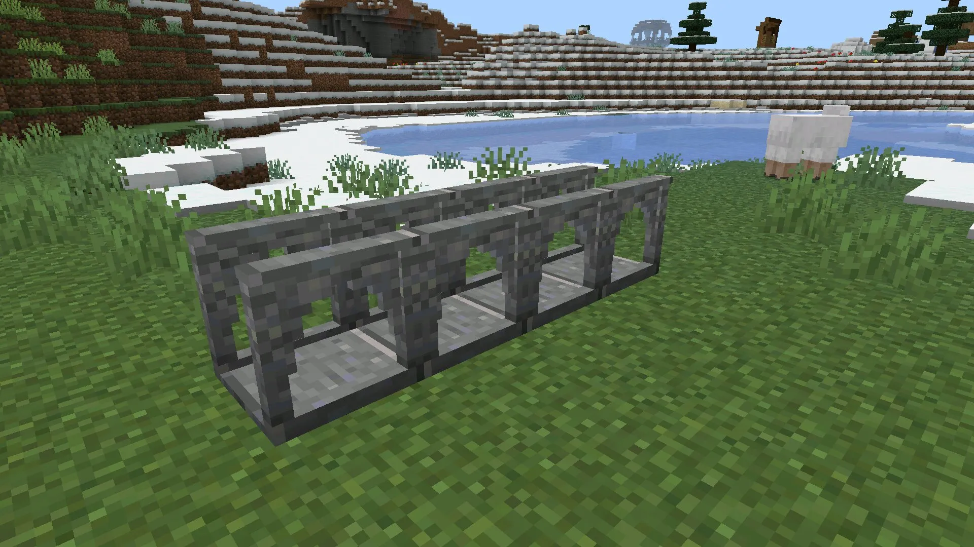Каменная конструкция из мода на мосты в Майнкрафт ПЕ