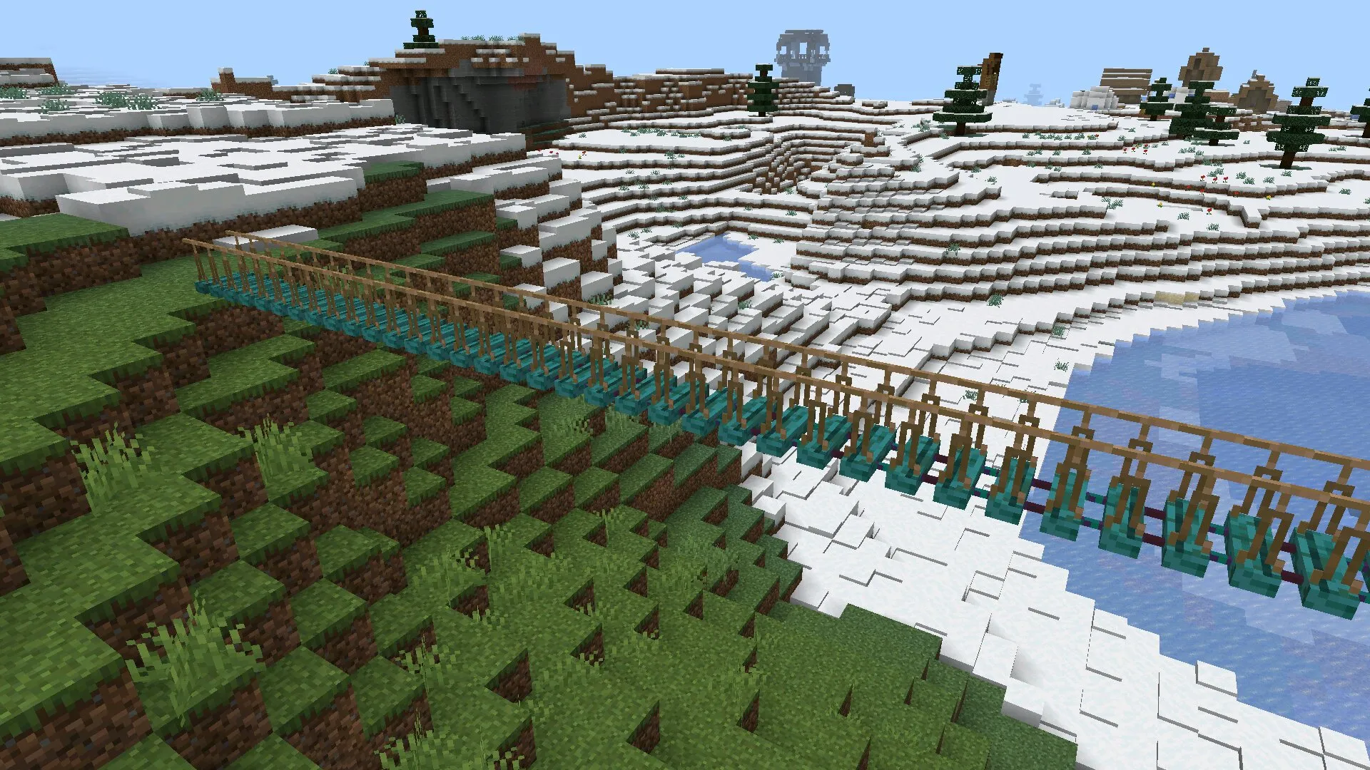 На большой высоте из мода на мосты в Майнкрафт ПЕ