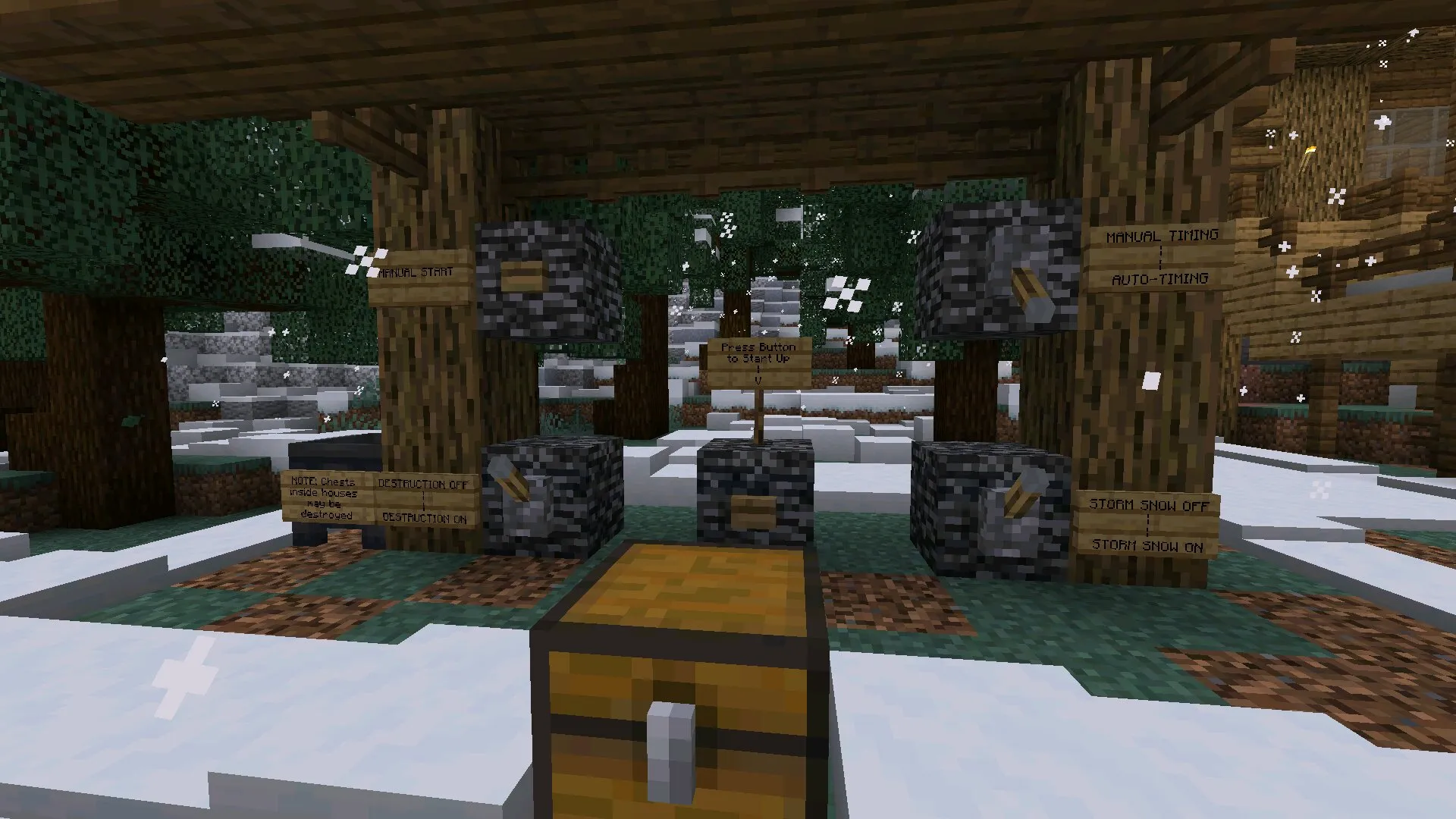 Старт на мод на снежную бурю в Майнкрафт ПЕ