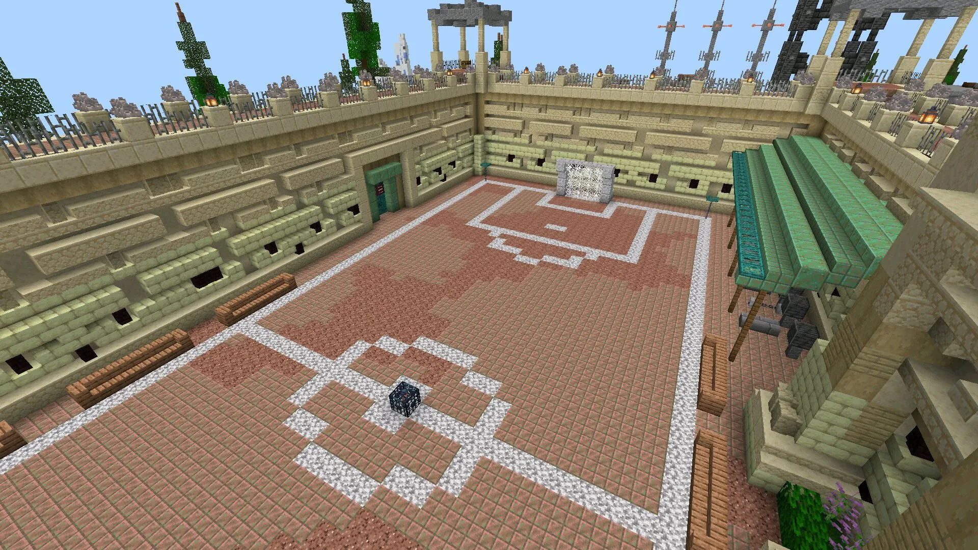 Двор из карты Алькатраса в Майнкрафт ПЕ