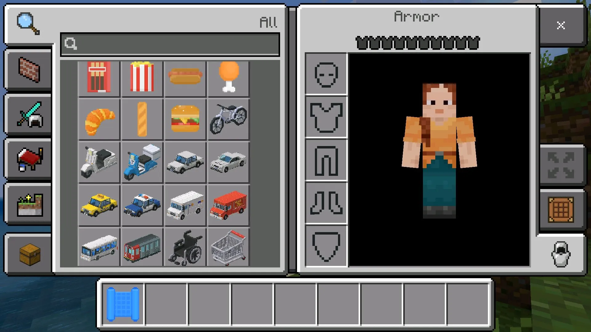 Инвентарь из карты на обустроенный город в Майнкрафт ПЕ