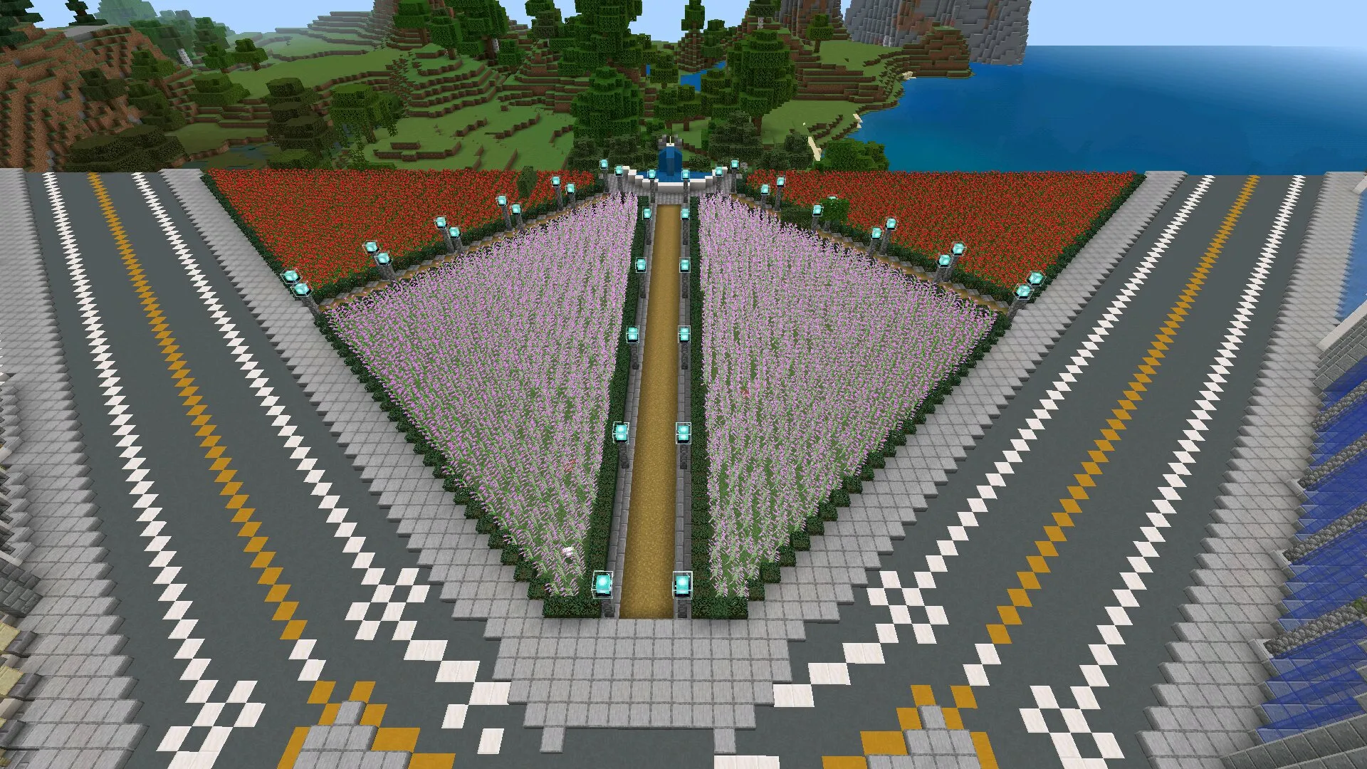 Площадь из карты на обустроенный город в Майнкрафт ПЕ