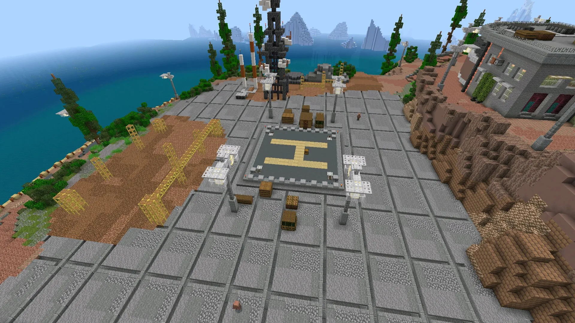 Вертолетная площадка из карты Алькатраса в Майнкрафт ПЕ