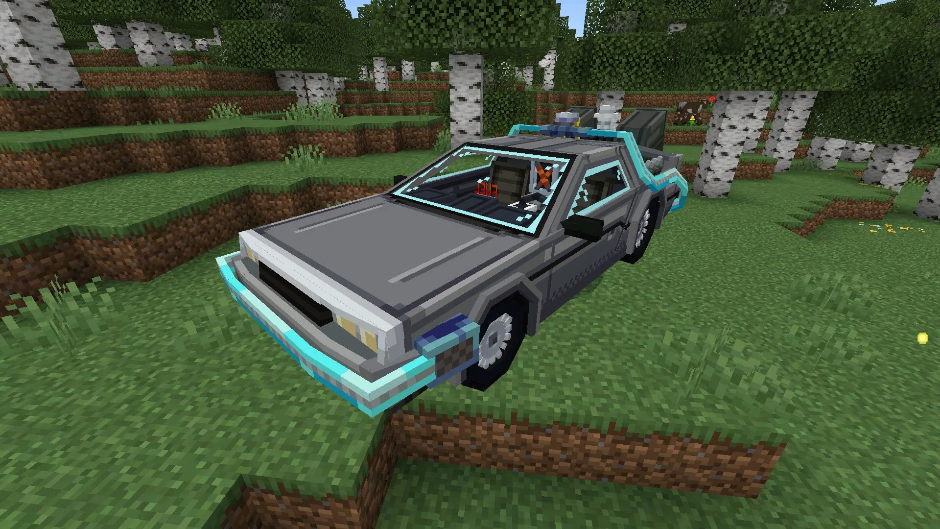Делореан из мода на летающие машины в Майнкрафт ПЕ