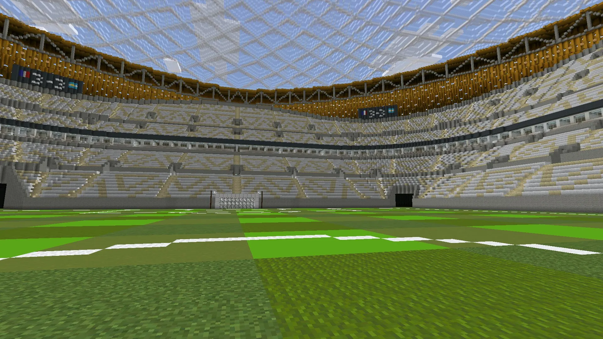 На поле из карты Стадиона в Майнкрафт ПЕ