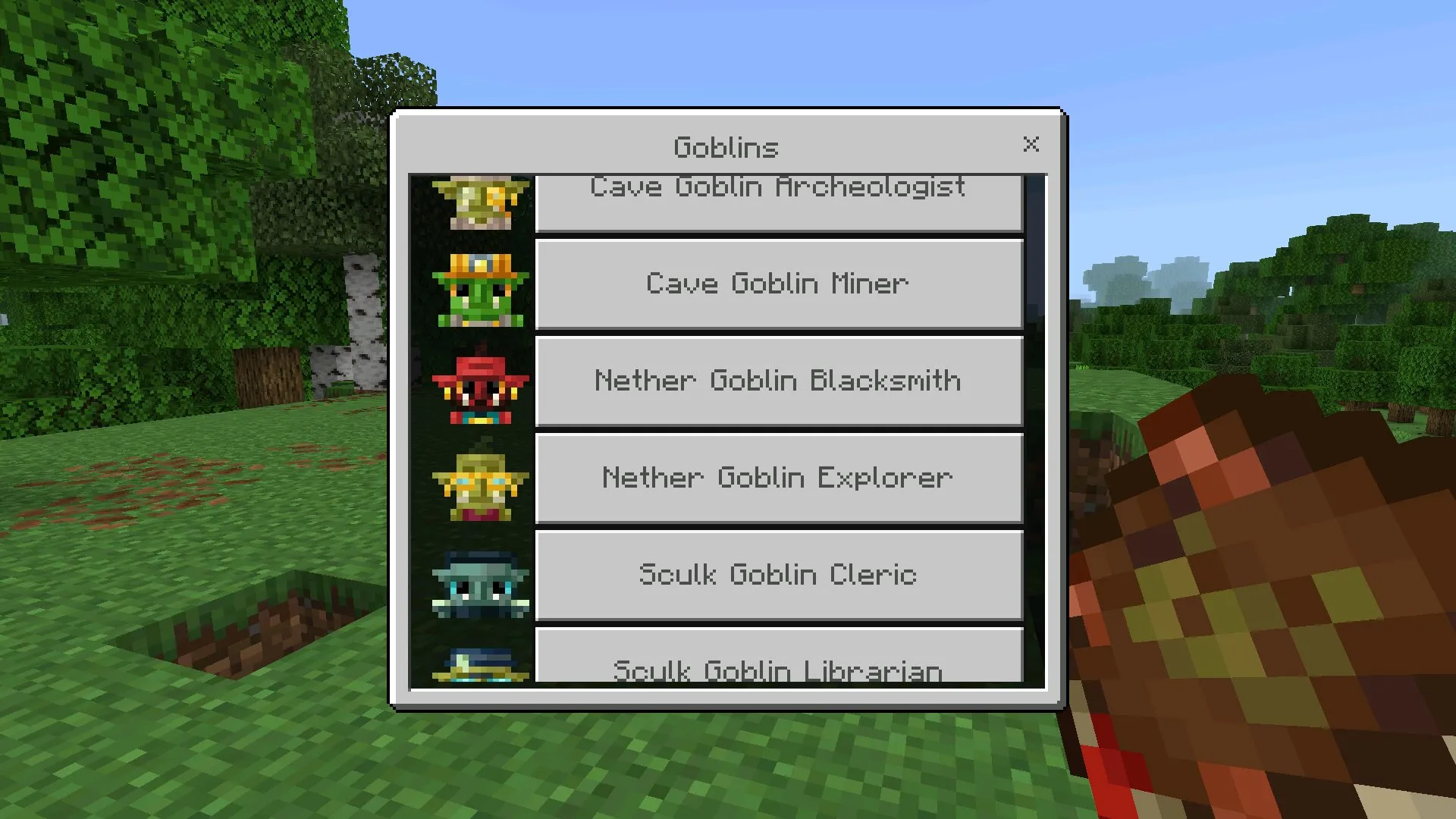 Список из Мода на гоблинов для Minecraft PE