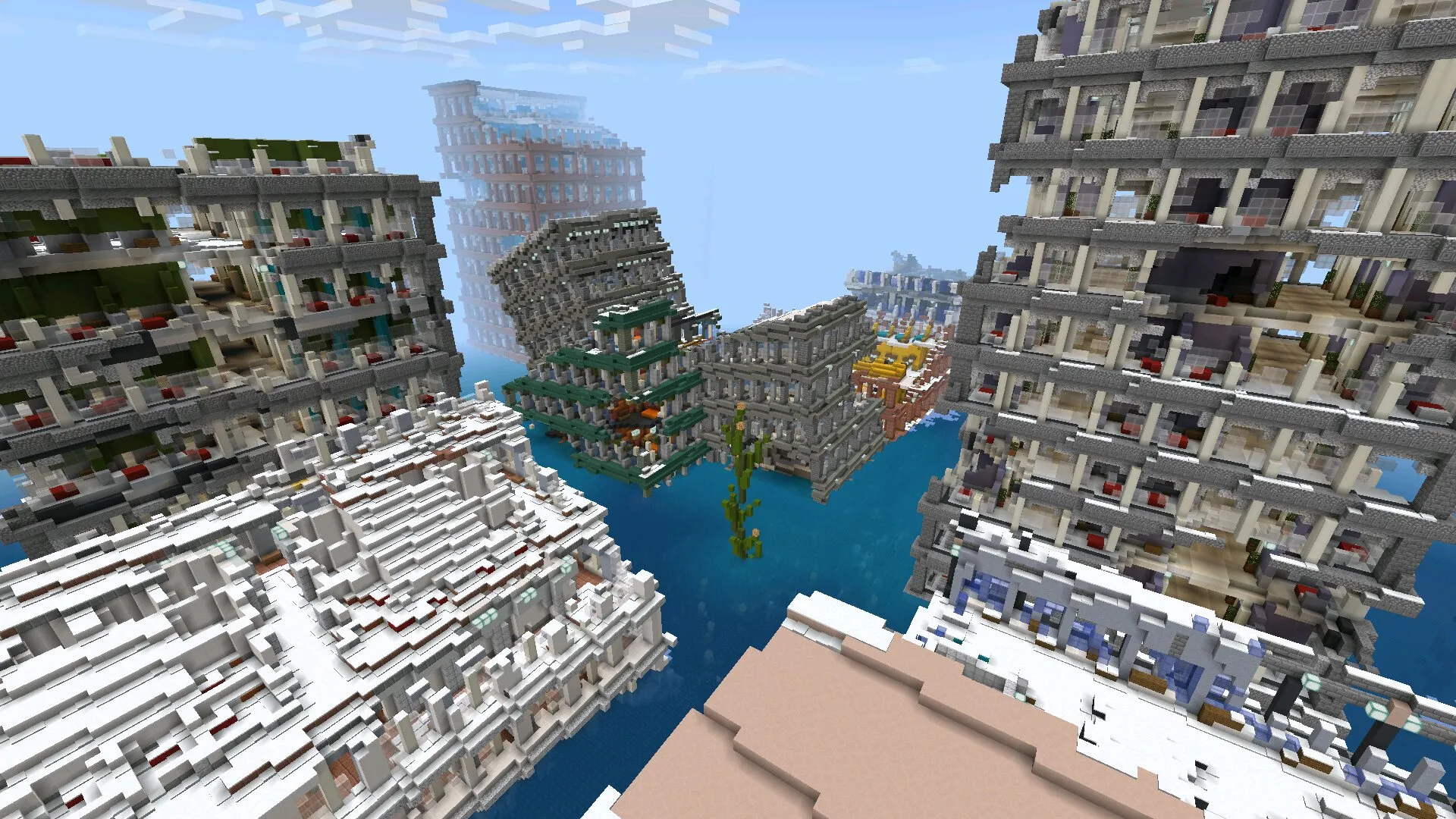 Карта Затопленный город в Майнкрафт ПЕ