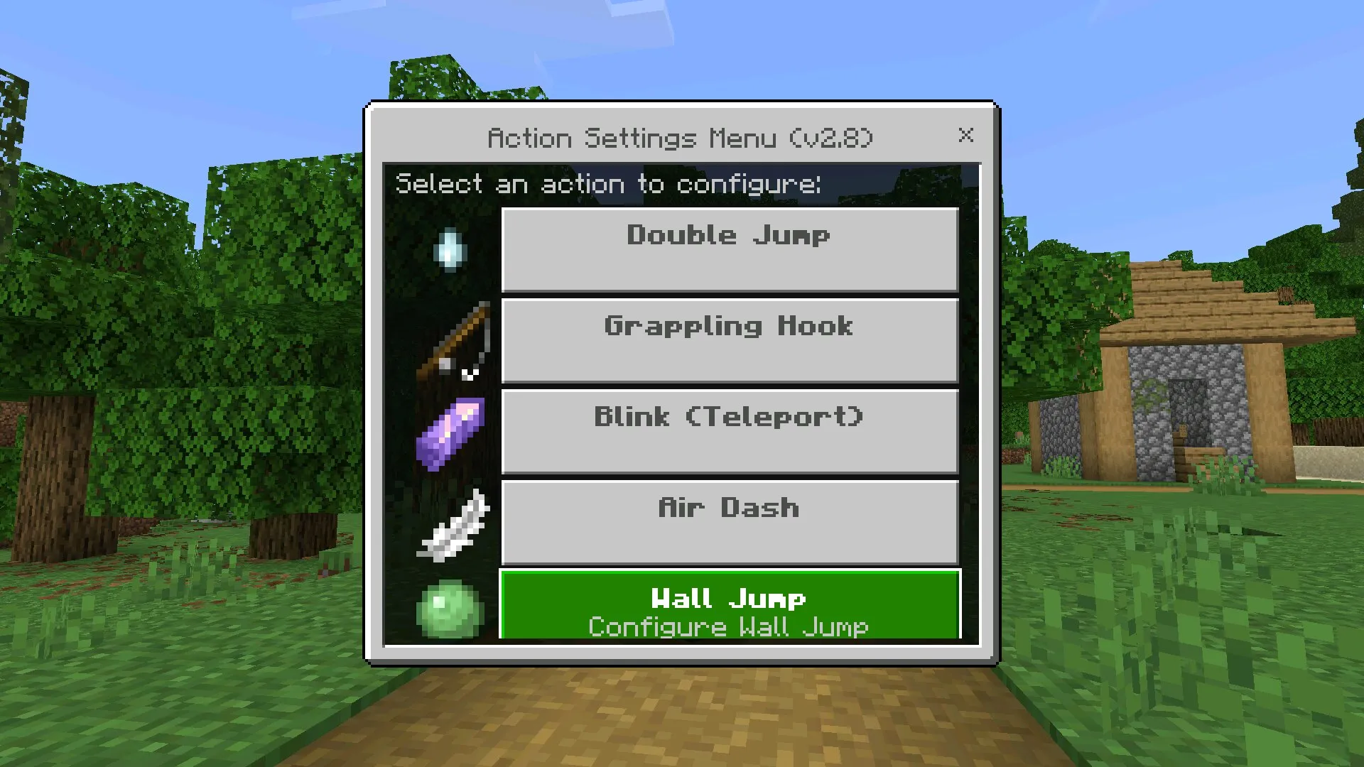 Настройки из мода на Действия в Майнкрафт ПЕ