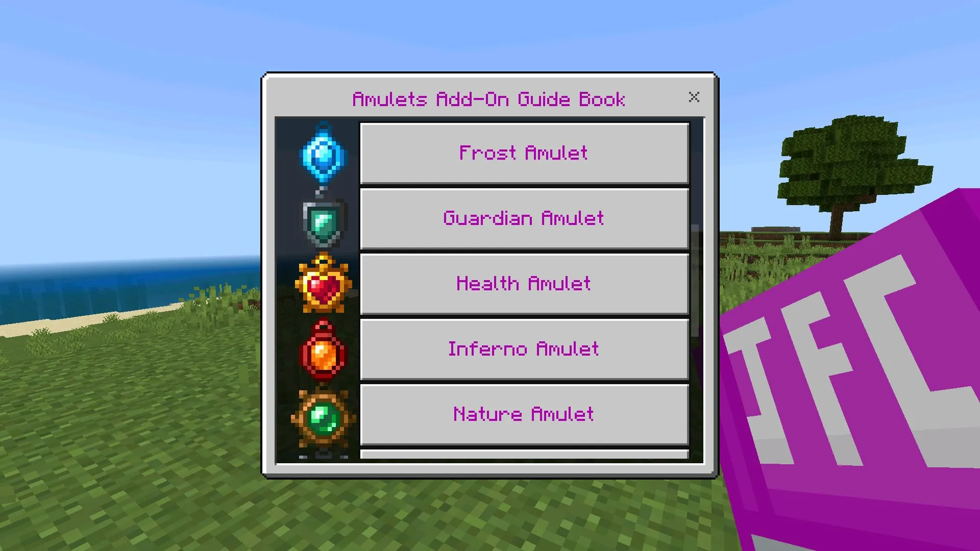 Список из мода на Амулеты для Майнкрафт ПЕ