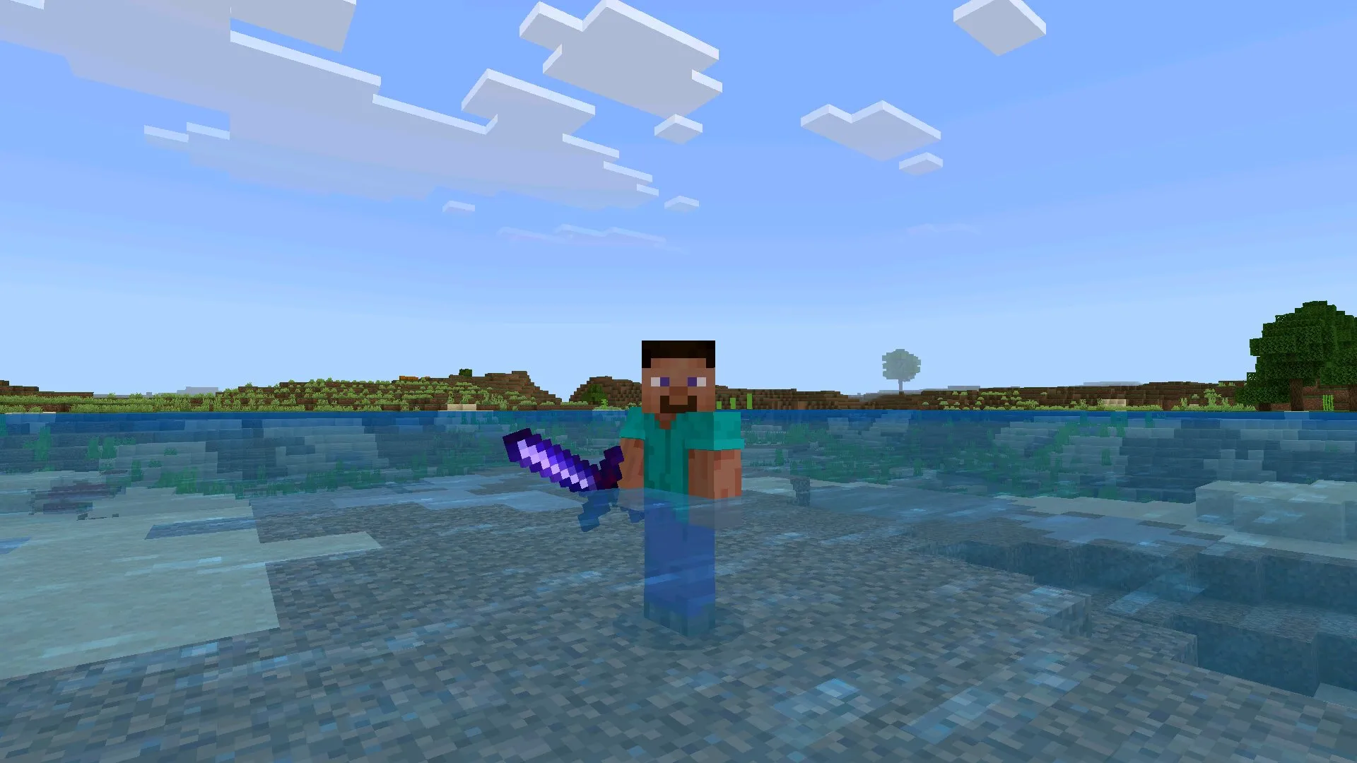 В воде из мода Экскалибур для Minecraft PE