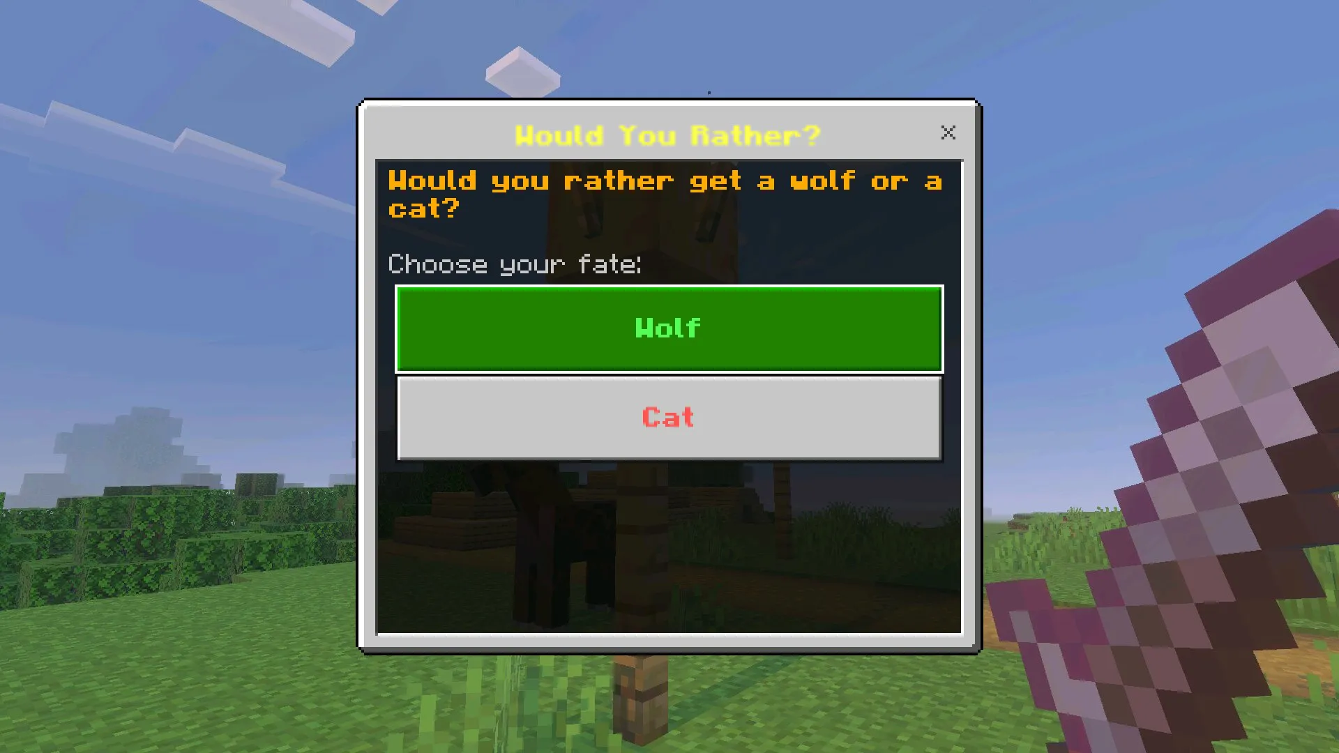 Варианты из Мода Would You Rather на Русском для Майнкрафт ПЕ