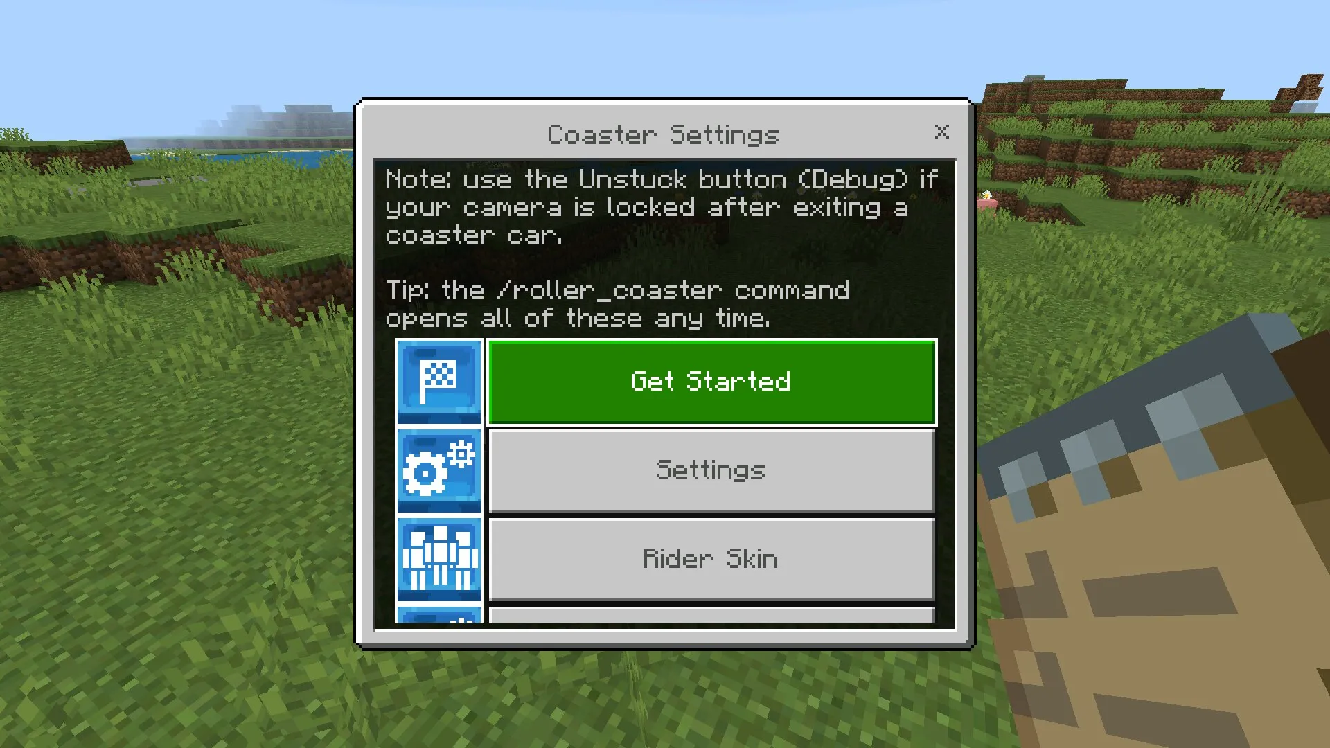 Настройки из Мода на Американские горки для Minecraft Bedrock