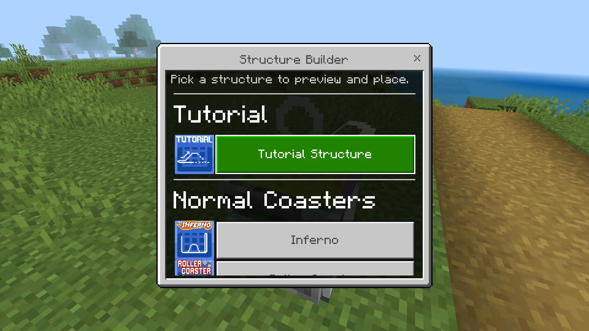 Стройка из Мода на Американские горки для Minecraft Bedrock