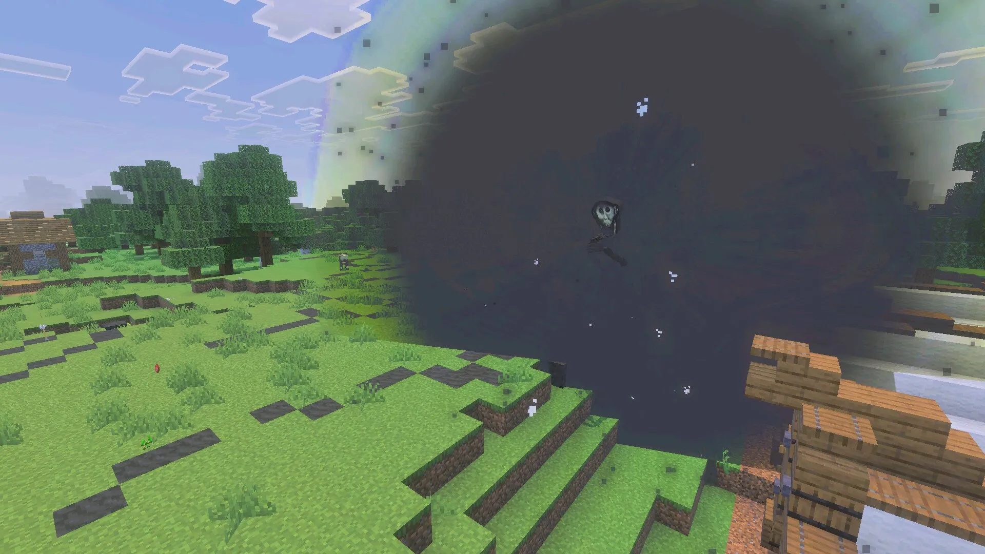 Взрыв из Мода Shadow in Nightmare для Minecraft Bedrock